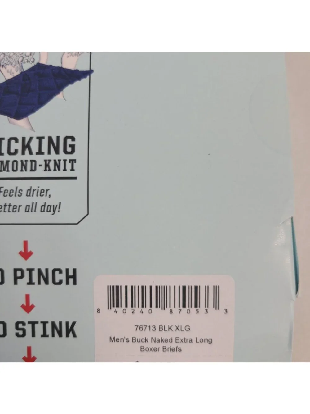 NEW Buck Naked Men's Extra Long Boxer Briefs Sz XL Black No Pinch No Stink